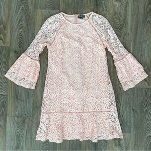 J Gee Pink Lace Bell Sleeve Mini Dress Women’s Size M Coquette Fairycore Y2K